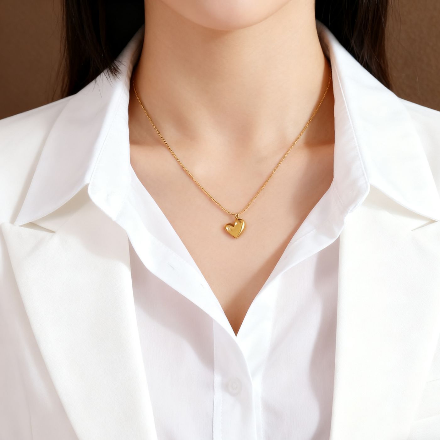Gold Asymmetrical Peach Heart Necklace