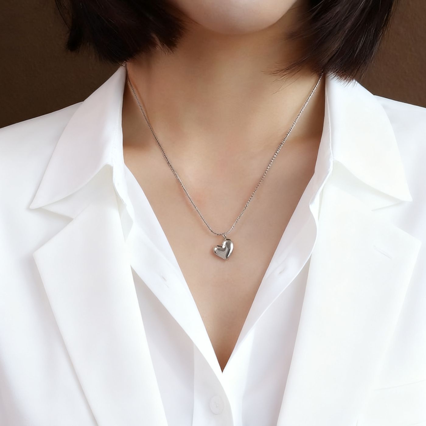 Asymmetrical Peach Heart Necklace