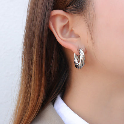 Silver-tone sculptural hoop earrings