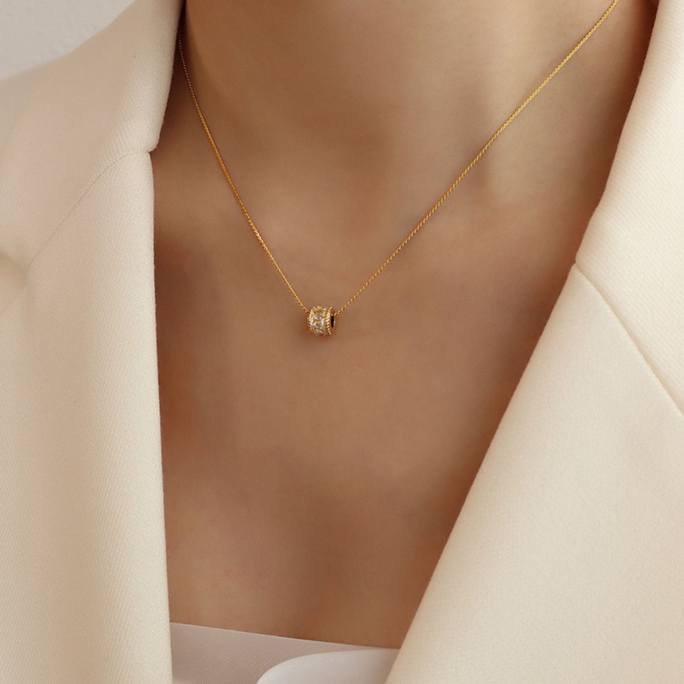 Mini Hoop & Cylinder Pendant Set