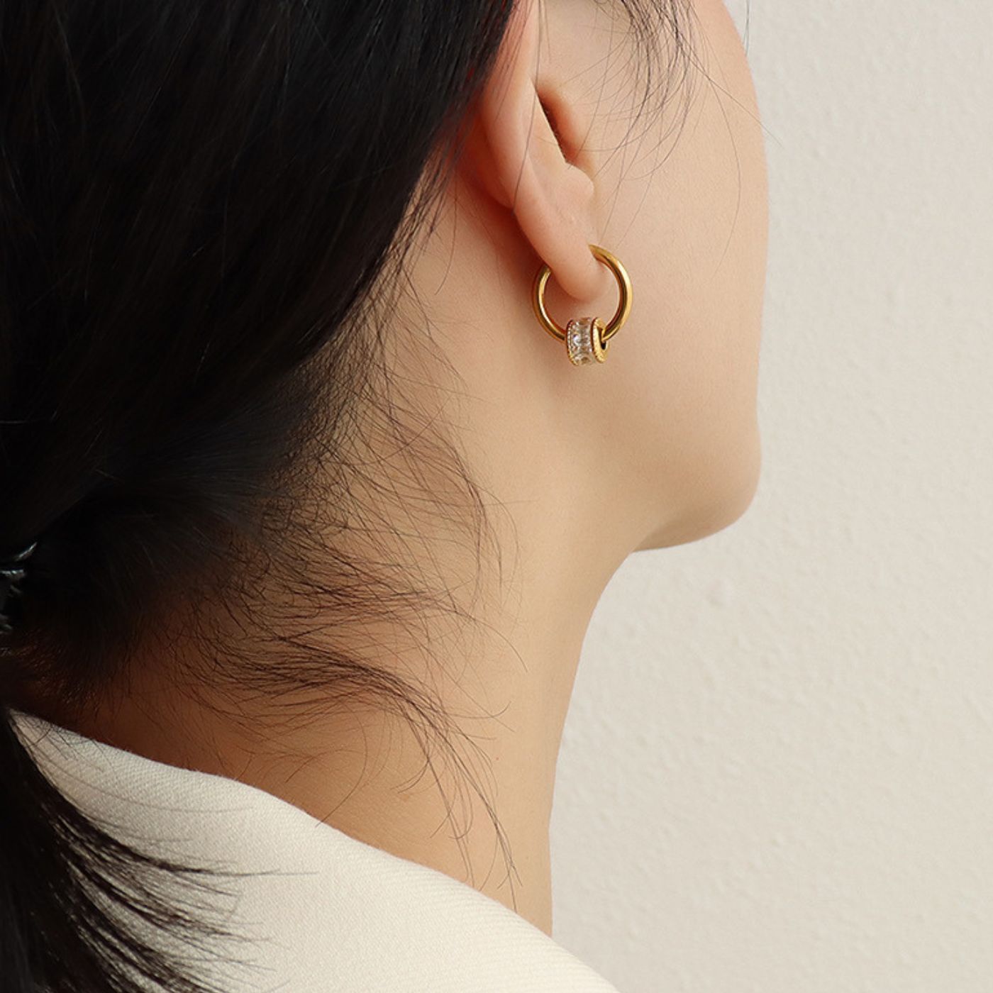 Mini Hoop & Cylinder Pendant Set
