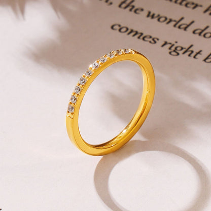 Stackable thin cubic zirconia ring