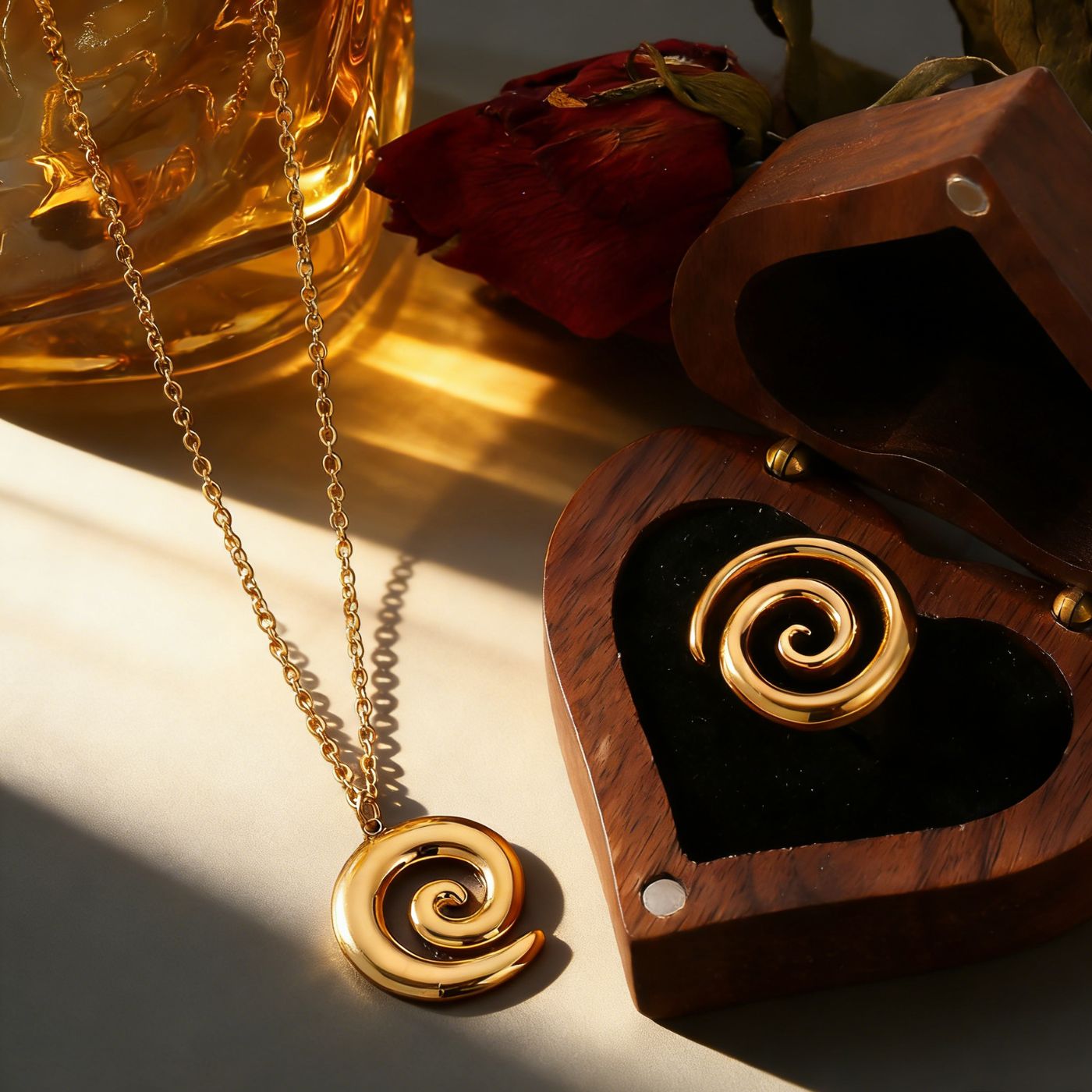 Parure Spirale – Ensemble bague & collier