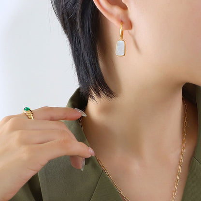 Square white mother-of-pearl earrings
