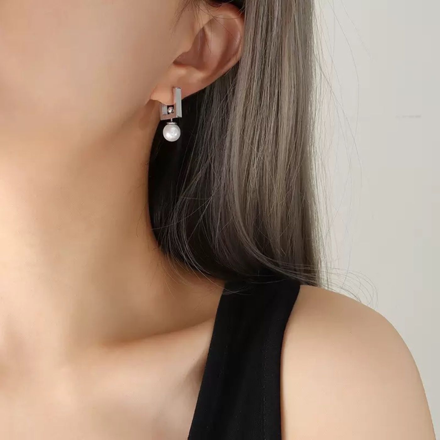Boucles d’oreilles Carré avec Perle