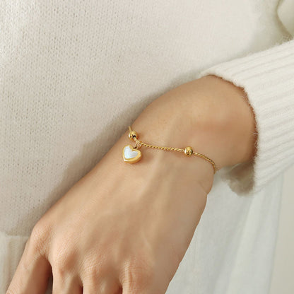 White mother-of-pearl heart jewelry set