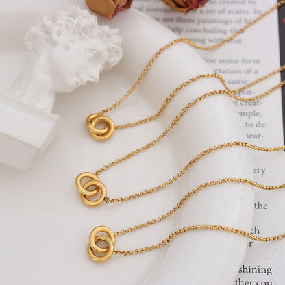 Interlocking circles pendant necklace – unisex, couple's style