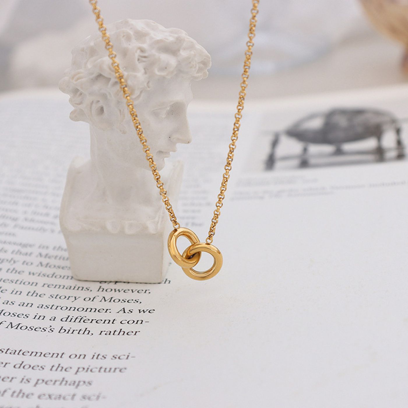 Interlocking circles pendant necklace – unisex, couple's style