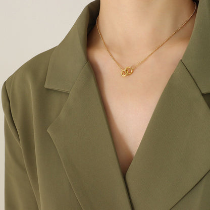 Interlocking circles pendant necklace – unisex, couple's style