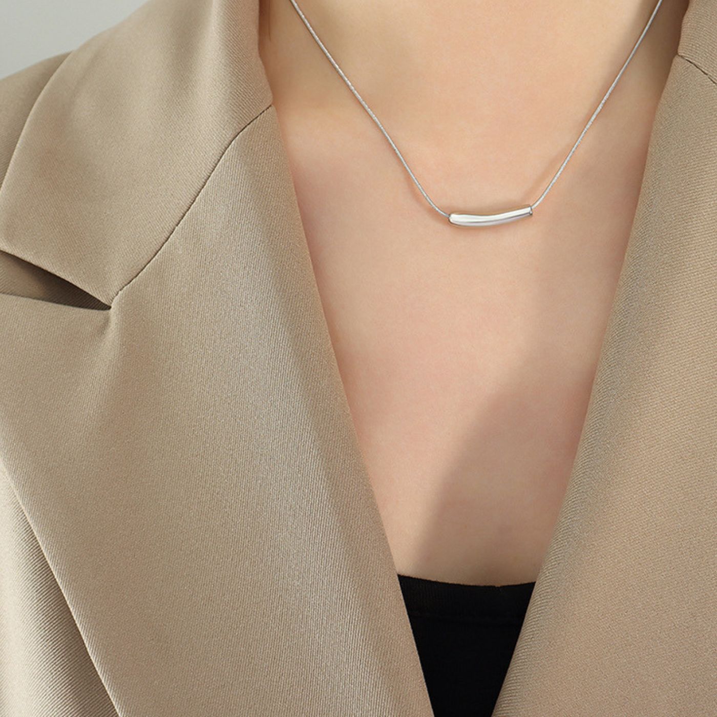 Silver Smile Bar Necklace