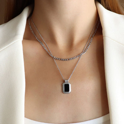 Collier double rangs noire