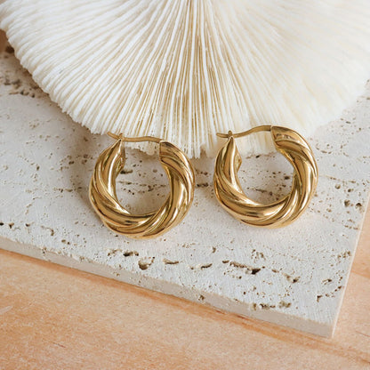 Gold-plated sculptural hoop earrings