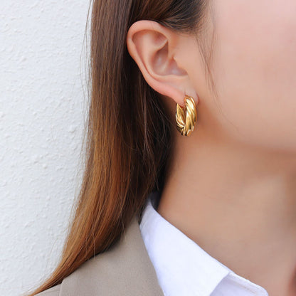 Gold-plated sculptural hoop earrings